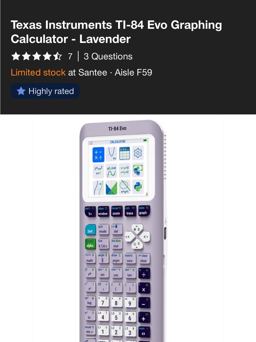 Texas Instruments TI 84 EVO calculator